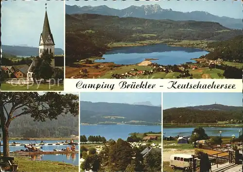 Keutschach See Camping Brueckler Keutschachersee Alpenpanorama Kirche Kat. Keutschach am See