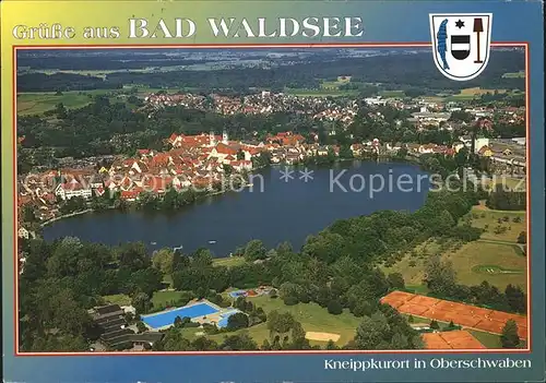 Bad Waldsee Kneipp Kurort Stadtsee Wappen Fliegeraufnahme Kat. Bad Waldsee