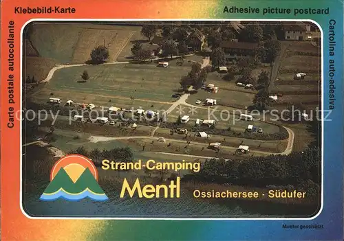 Ossiach Strand Camping Mentl Suedufer Ossiachersee Fliegeraufnahme Klebebildkarte Kat. Ossiach