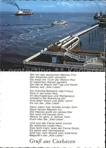 Cuxhaven Nordseebad An der Alten Liebe Dampfer Gedicht Kat. Cuxhaven