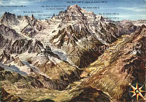 Chamonix Vallee de Chamonix Mont Blanc Gebirgspanorama Kat. Chamonix Mont Blanc