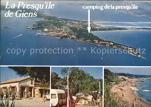 Giens Var Camping Strand Fliegeraufnahme Kat. Presqu Ile de Giens Hyeres