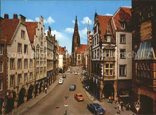 Muenster Westfalen Prinzipalmarkt und Lambertikirche Kat. Muenster