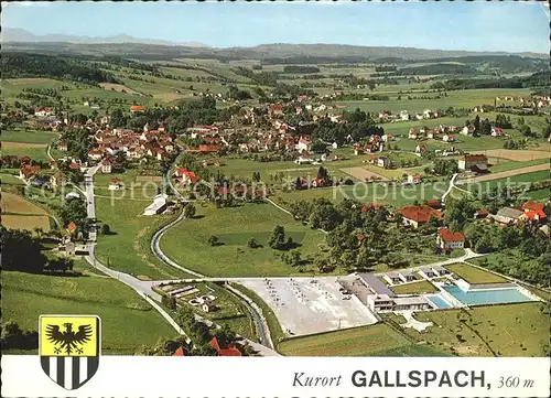 Gallspach Kurort Alpenvorland Schwimmbad Wappen Fliegeraufnahme Kat. Gallspach
