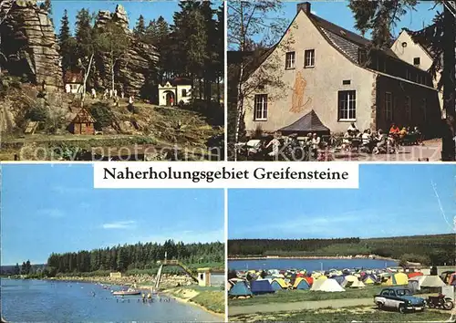 Geyer Naherholungsgebiet Greifensteine Felsen Campingplatz Freibad Gaststaette Berghaus Kat. Geyer