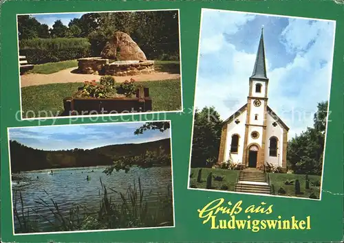 Ludwigswinkel Evangelische Kirche Roesselbrunnen Entenweiher Kat. Ludwigswinkel