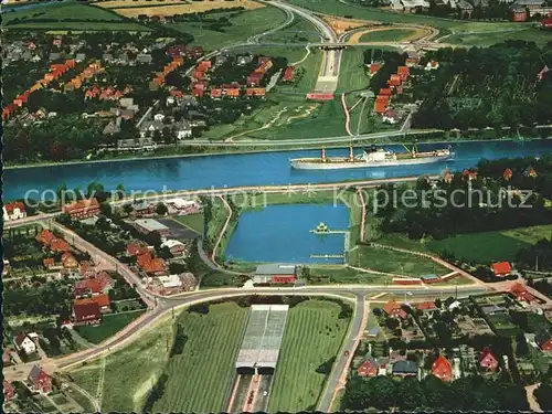 Rendsburg Strassentunnel Nord Ostsee Kanal Binnenschiffahrt Fliegeraufnahme Kat. Rendsburg