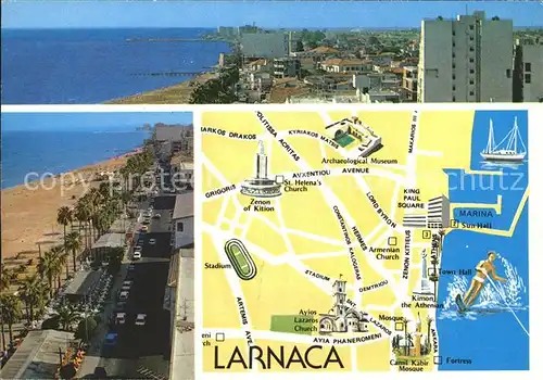 Larnaca Teilansichten Stadtplan Kat. Larnaca Cyprus