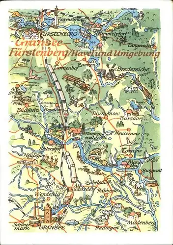 Gransee Fuerstenberg Havel und Umgebung Landkarte Kat. Gransee