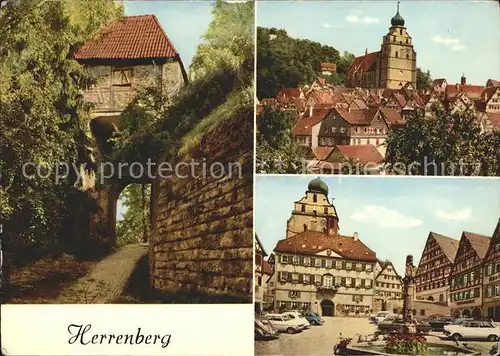 Herrenberg Gaeu Marktplatz Altstadt Kirche Stadtmauer Torbogen / Herrenberg /Boeblingen LKR