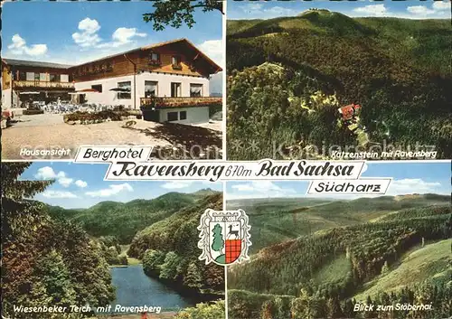 Bad Sachsa Harz Berghotel Ravensberg Katzenstein Stoeberhai Wiesenbeker Teich Wappen Kat. Bad Sachsa