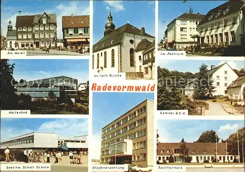 Radevormwald Markt Kirche Zentrum Seminar Schule Stadtverwaltung Hallenbad Kat. Radevormwald
