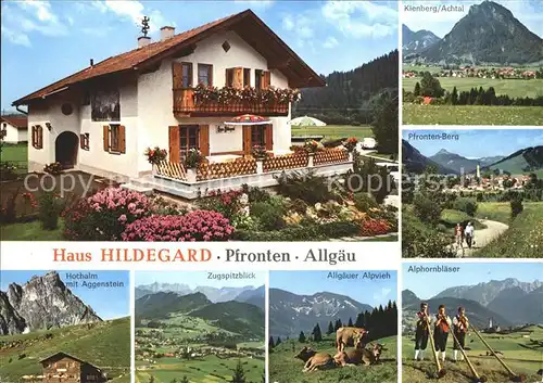 Steinach Pfronten Haus Hildegard Pension Alpenpanorama Allgaeuer Alpvieh Alphornblaeser Kat. Pfronten