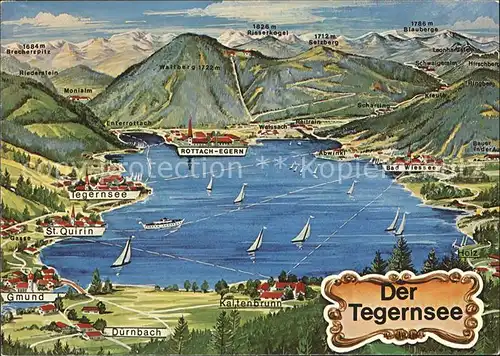 Tegernsee Panoramakarte Illustration Kat. Tegernsee