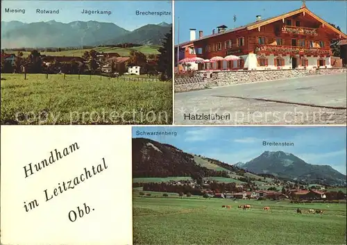 Hundham Miesbach Miesing Rotwand Jaegerkamp Brecherspitze Gaststaette Hatzlstueberl Schwarzenberg Breitenstein Kat. Fischbachau