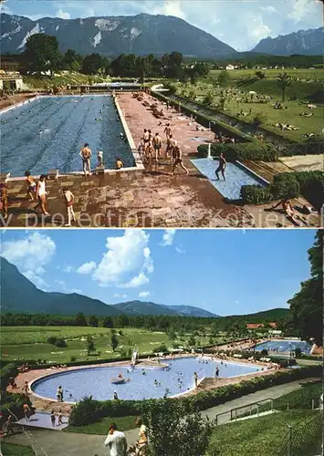 Bad Reichenhall mit Untersberg und Lattengebirge Schwimmbad Kat. Bad Reichenhall