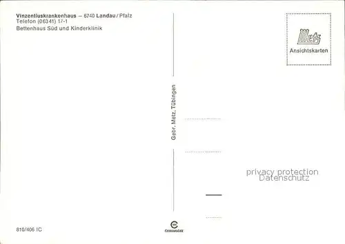 Landau Pfalz Vinzentiuskrankenhaus Kinderklinik Kat. Landau in der Pfalz