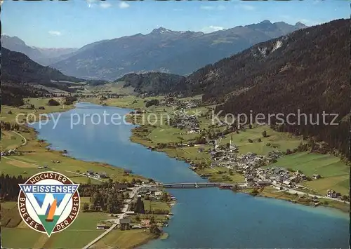 Weissensee Kaernten Hoechster Badesee der Alpen Fliegeraufnahme Kat. Weissensee