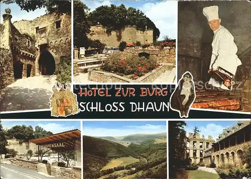 Dhaun Hotel zur Burg Historische Gaststaette mit Wappensaal Teilansichten Kat. Hochstetten Dhaun