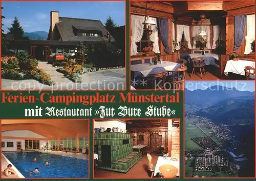 Muenstertal Schwarzwald Ferien Campingplatz mit Restaurant Zur Bure Stube Hallenbad Gaststube Kachelofen Kat. Muenstertal