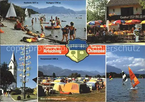 Arlaching Campingplatz Kupferschmiede Hochfelln Hochgern Kampenwand Segelboot Kat. Chieming Chiemsee