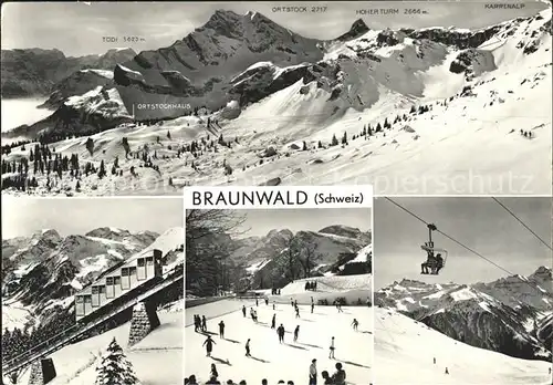 Braunwald GL Toedi Bergbahn Sesselbahn Eislaufbahn Ortstock Hoherturm Kappenalp Kat. Braunwald