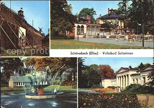 Schoenebeck Elbe Volksbad Salzelmen Gradierwerk HOG Kurpark Schwanenteich Lindenbad Kat. Schoenebeck