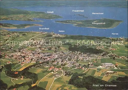 Prien Chiemsee Fliegeraufnahme Gstadt Fraueninsel Harras Hafen Herreninsel Kat. Prien a.Chiemsee