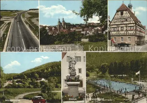 Wallduern Autostrasse Rathaus Schwimmbad Statue Marsbad Kat. Wallduern