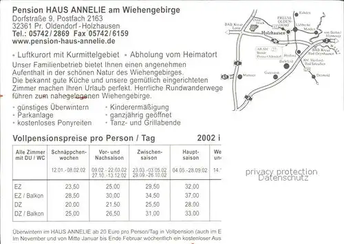 Holzhausen Luebbecke Pension Haus Annelie Wiehengebirge Pony Kat. Preussisch Oldendorf
