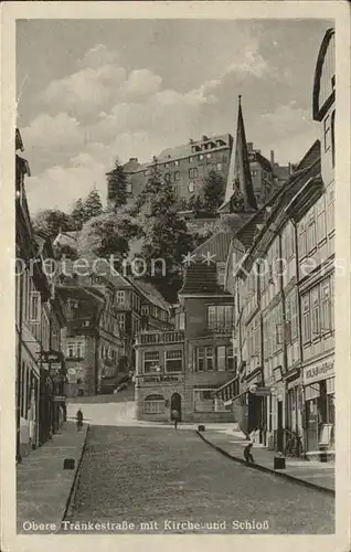 Blankenburg Harz Obere Traenkestrasse mit Kirche und Schloss Kat. Blankenburg