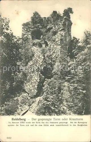 Heidelberg Neckar Der gesprengte Turm oder Krautturm Kat. Heidelberg