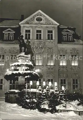 Schneeberg Erzgebirge Bergmannsbrunnen zur Weihnachtszeit Kat. Schneeberg