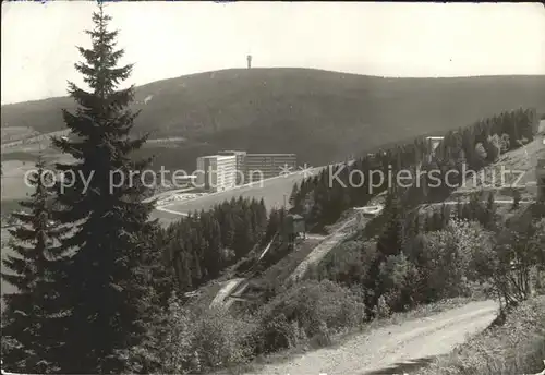 Oberwiesenthal Erzgebirge FDGB Erholungsheim am Fichtelberg mit Klinovec Kat. Oberwiesenthal