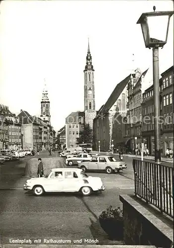 Goerlitz Sachsen Leninplatz mit Rathausturm und Moench Kat. Goerlitz