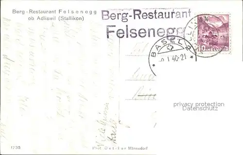 Adliswil Berg Restaurant Felsenegg Kat. Adliswil