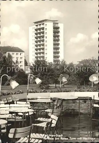 Karl Marx Stadt Terrasse Roter Turm Hochhaus Kat. Chemnitz