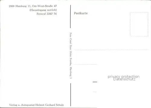 Hamburg Ost West Strasse 47 Hauseingang  Kat. Hamburg