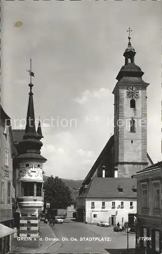 Grein Donau Oberoesterreich Stadtplatz Kirche Erker Kat. Grein