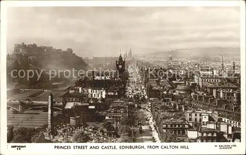 Edinburgh Princess Street and Castle from Calton Hill Kat. Edinburgh