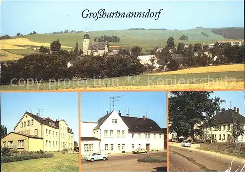 Grosshartmannsdorf Teilansicht Oberschule Ernst Dudel Rathaus  Kat. Grosshartmannsdorf