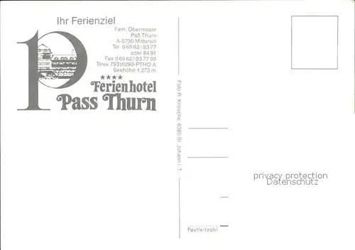 Mittersill Oberpinzgau Ferienhotel Pass Thurn Kat. Mittersill