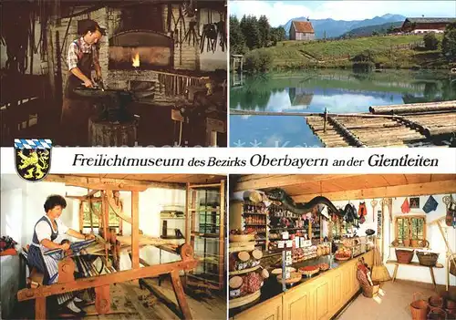 Grossweil Freilichtmuseum Glentleiten Schmiede Holzkapelle Loisachfloss Weberei Kramerladen Kat. Grossweil