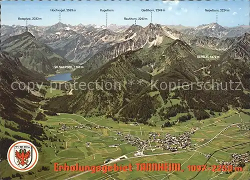 Tannheim Tirol Rotspitze Hochvogel Kugelhorn Geisshorn Nebelhorn Fliegeraufnahme Kat. Tannheim