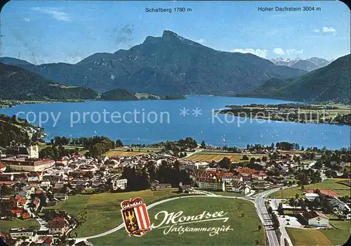 Mondsee Salzkammergut Panorama mit Schafberg und Hoher Dachstein Kat. Mondsee