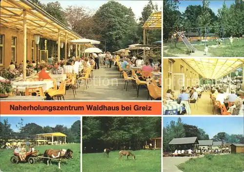 Greiz Thueringen Waldhaus Terrasse Spielplatz Ponykutschfahrt Wildgehege Kat. Greiz