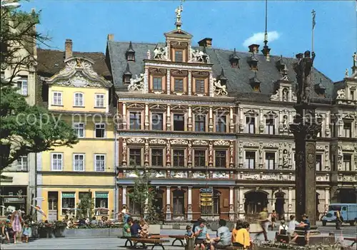 Erfurt Fischmarkt mit Roland Haus zum Breiten Herd und Gildehaus Kat. Erfurt