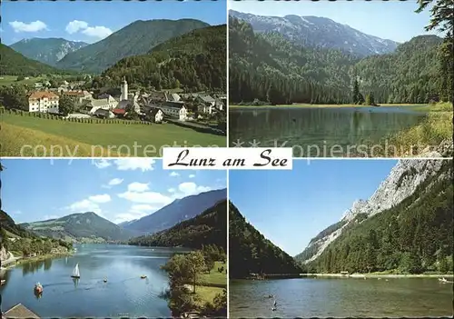 Lunz See Niederoesterreich Obersee mit Duerrenstein Mittersee Lunzersee mit Scheiblingstein Kat. Lunz am See