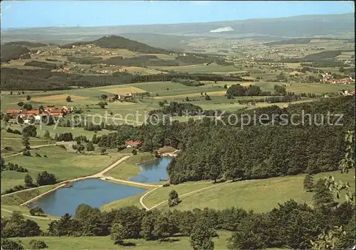 Wasserkuppe Rhoen Blick ueber Guckaisee Poppenhausen Ebersburg Neuhof Monte Kali Kat. Poppenhausen (Wasserkuppe)