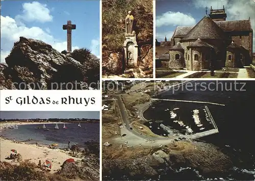 Saint Gildas de Rhuys Presqu lle de Rhuys La Croix du Grand Mont Le chevet de l Eglise La Plage des Govelis et Port Maria Kat. Saint Gildas de Rhuys